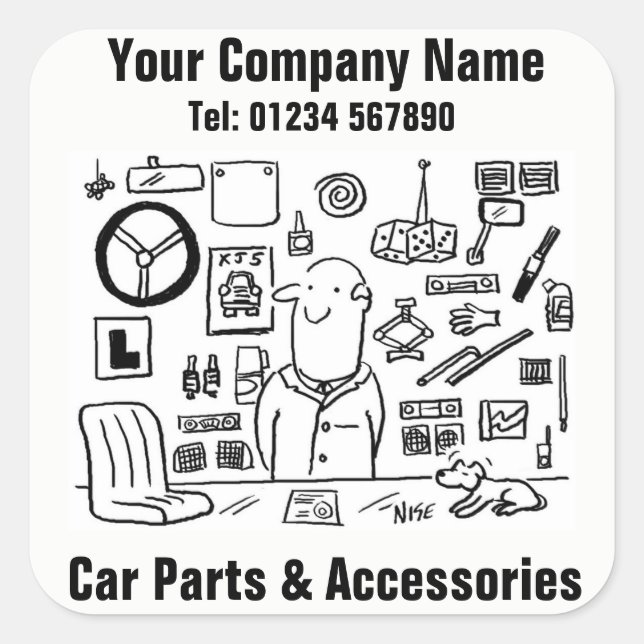 Pegatinas empresariales de piezas y accesorios de  (Anverso)