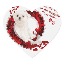 Pegatinas en forma de corazón adorables malteses