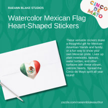 Pegatinas en forma de corazón de la bandera mexica