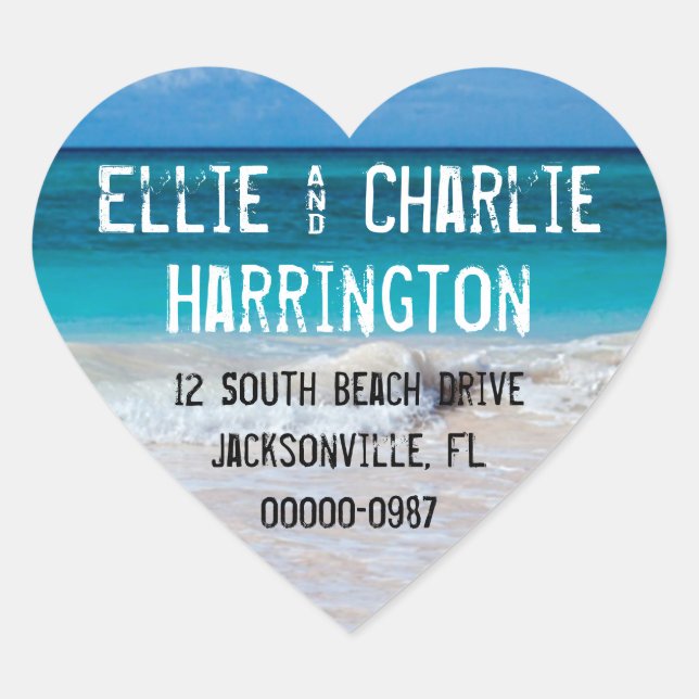 Pegatinas en forma de corazón de Ocean Beach Retur (Anverso)