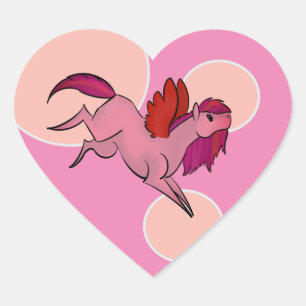 Pegatinas en forma de corazón de Pegasus rosa lind