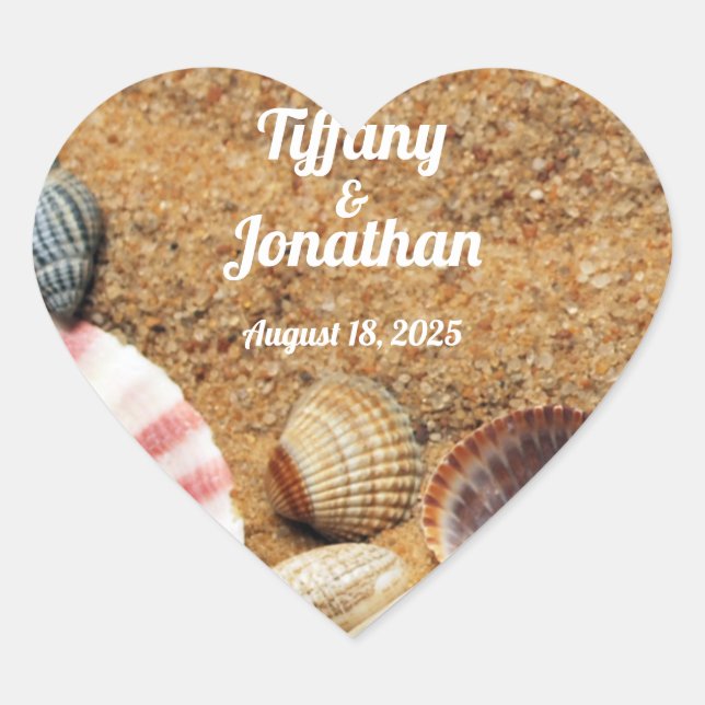 Pegatinas En Forma De Corazón De Playa Y Aguas Mar (Anverso)