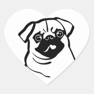 Pegatinas en forma de corazón de Pug