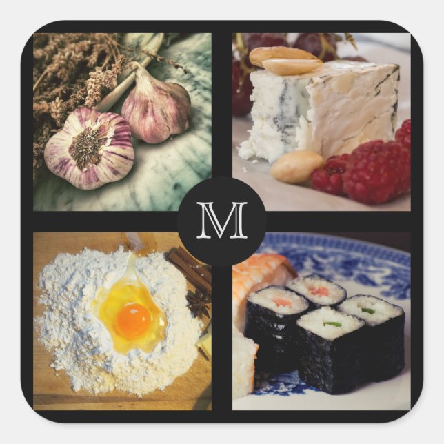 Pegatinas en monograma de personalizado de aliment (Anverso)