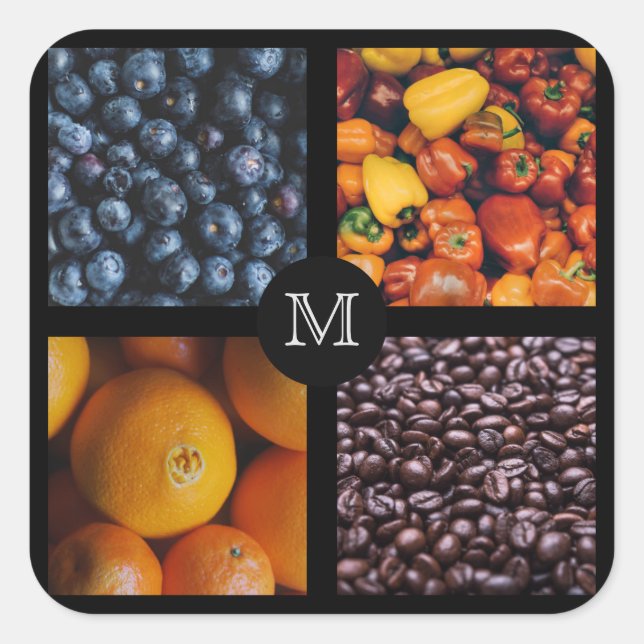 Pegatinas en monograma de personalizados alimentar (Anverso)