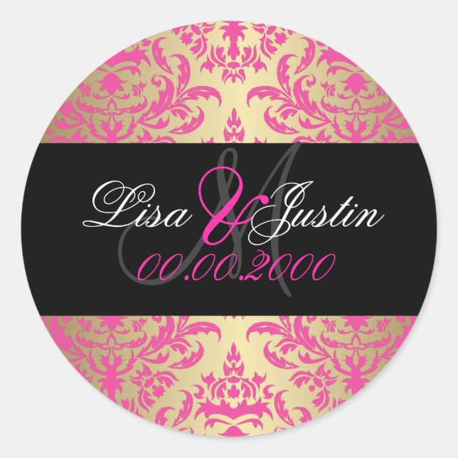 Pegatinas en monograma de PixDezines Céline Damask (Anverso)