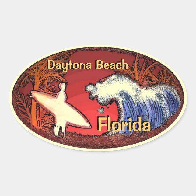 Pegatinas en olas de surf Daytona Beach Florida (Anverso)
