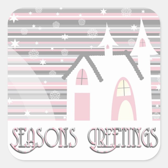 Pegatinas - Escena de invierno rosa y gris (Anverso)