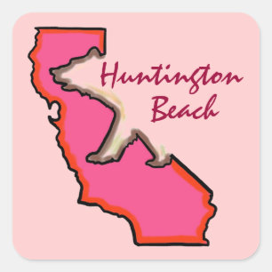 Pegatinas estatales rosas de Huntington Beach Cali