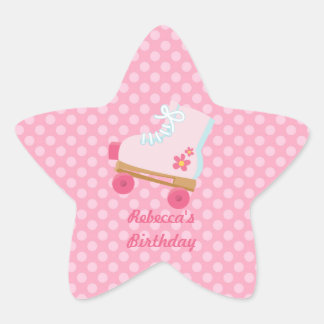 Pegatinas Estrella de Cumpleaños de Puntos Rosados