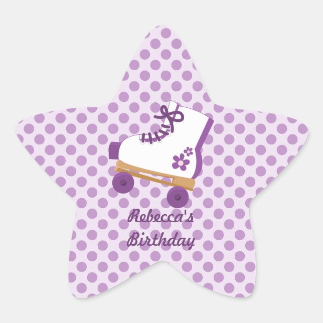 Pegatinas Estrella del Cumpleaños de Púrpura Dots  (Anverso)