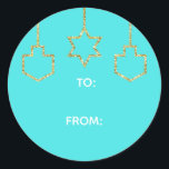 Pegatinas "Estrella y Dreidel Glittered" Feliz Cha<br><div class="desc">Hanukkah/pegatinas de vacaciones, personalizar. Feliz Chanukah "Estrella brillante colgando y sueños". Elija entre 1 pegatinas de 1/2" y 3". Personalice eliminando y reemplazando el texto con su propio mensaje. Elija su tamaño de fuente, estilo y color favoritos. El color de fondo se puede cambiar seleccionando un color diferente de los...</div>