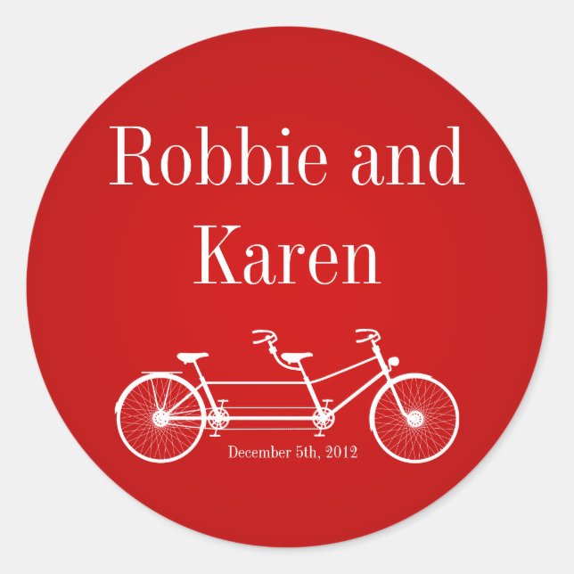 pegatinas favoritos de 6 a 3" Bicicleta doble roja (Anverso)