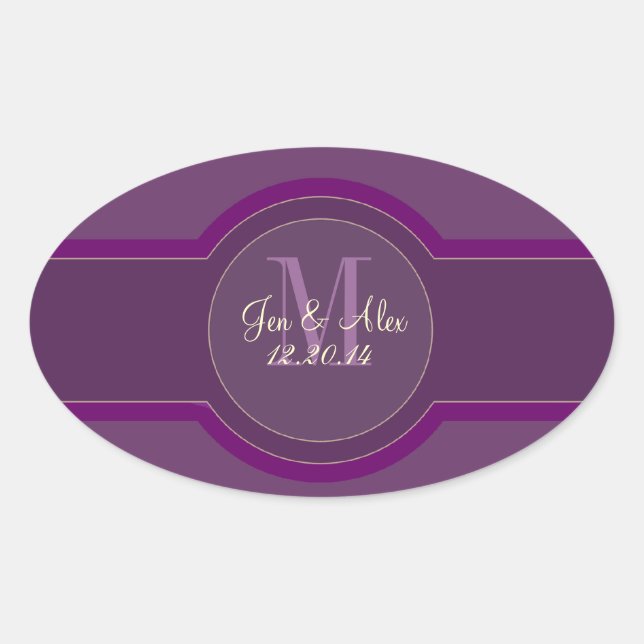 Pegatinas favoritos de la boda de ciruela morada (Anverso)