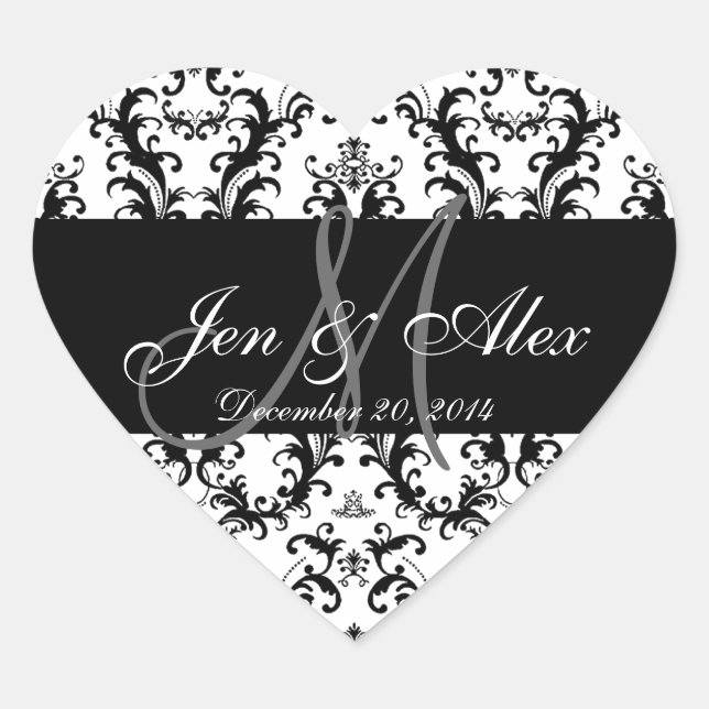 Pegatinas favoritos de la boda de Damasco blanco n (Anverso)