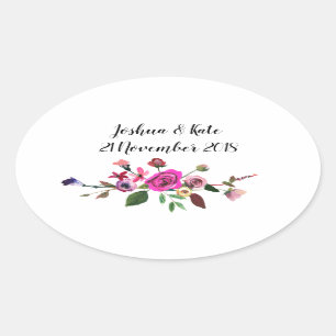 Pegatinas favoritos de la boda floral rosa