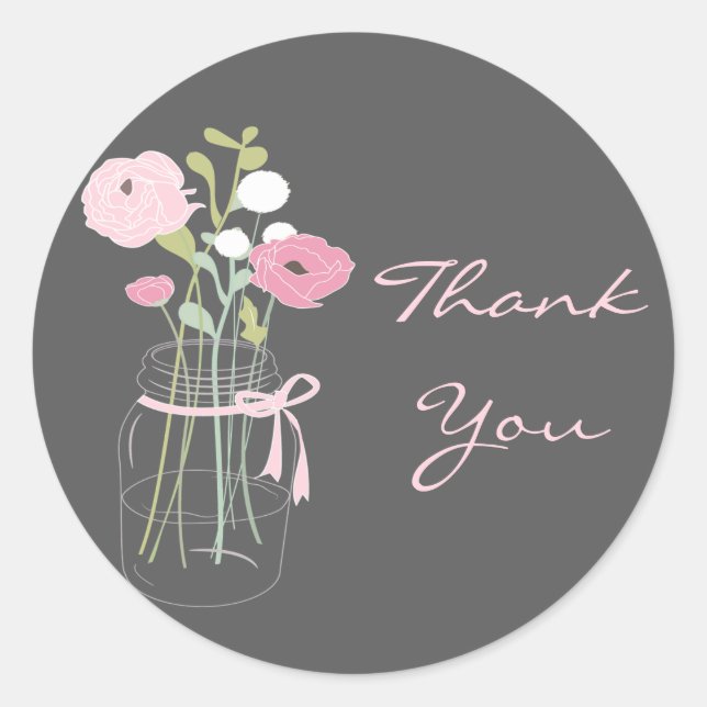 Pegatinas favoritos de la boda mason rosa y gris (Anverso)