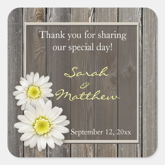 Pegatinas favoritos de la boda rústica de la mader (Anverso)