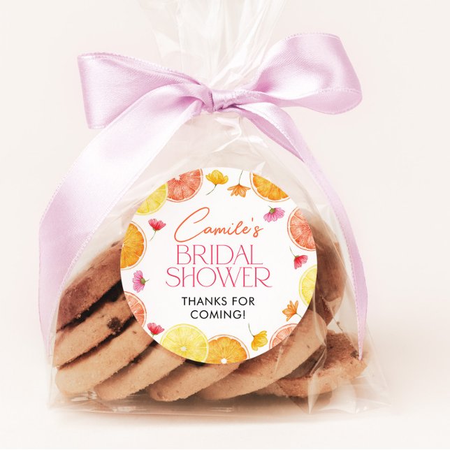 Pegatinas favoritos de la ducha de la novia del Ci (Citrus Bridal Shower Favor Stickers | Matching items available)