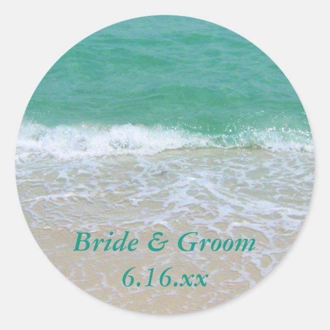 Pegatinas favoritos de la playa de bodas personali (Anverso)