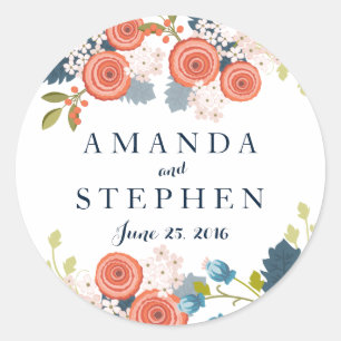 Pegatinas favoritos personalizados de la boda de l