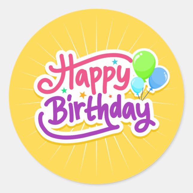 Pegatinas felices de cumpleaños en amarillo (Anverso)