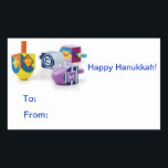 Pegatinas felices de la etiqueta de regalo de Hanu<br><div class="desc">¡Hagan que este Hanukkah sea rápido y fácil con estos felices pegatinas para terminar e identificar sus regalos envueltos con estilo! ¡Felices Latkes Todos!</div>