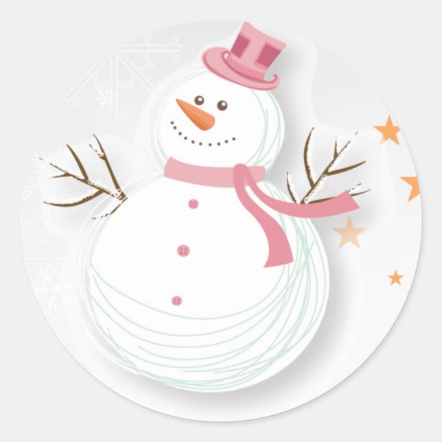 Pegatinas felices de Snowman - Rosa (Anverso)