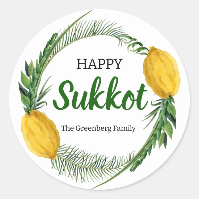 Pegatinas felices de Sukkot Lulav (Anverso)