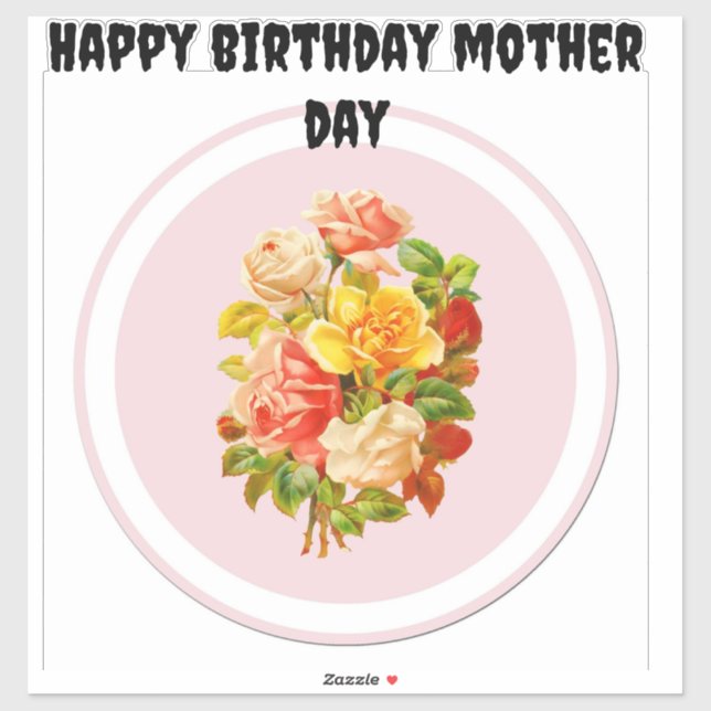 Pegatinas feliz cumpleaños, día de madre (Hoja)