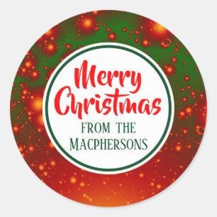 Pegatinas festivas de Navidad fractal (Círculo Ver