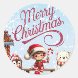 Pegatinas festivos de los osos elfo, pingüino y po