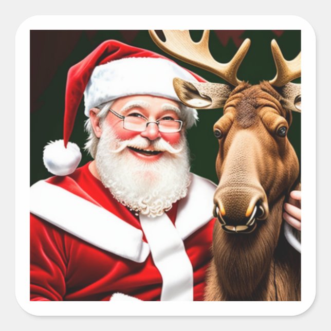 Pegatinas festivos: Santa Claus y Moose Magic (Anverso)