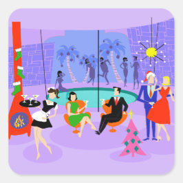 Pegatinas Fiestas de Navidades tropicales retro