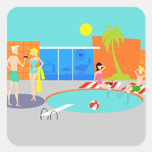 Pegatinas Fiestas de Retro Pool (Anverso)