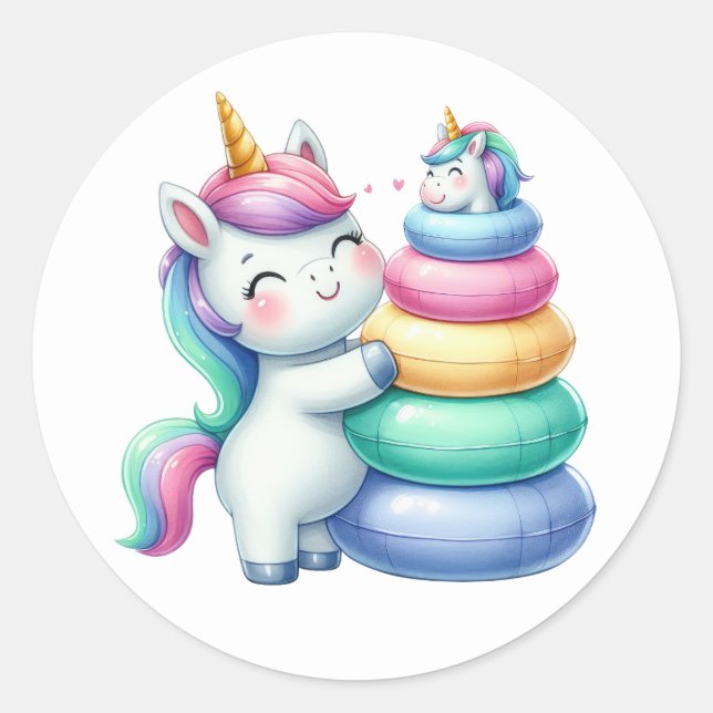 Pegatinas Fiestas de unicornio de bonito (Anverso)