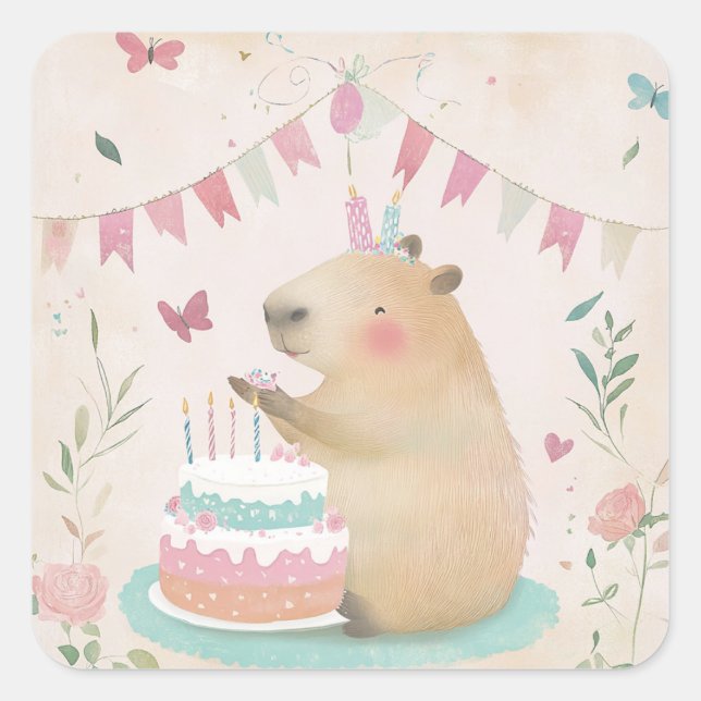 Pegatinas Fiestas del cumpleaños de Capybura Bash  (Anverso)