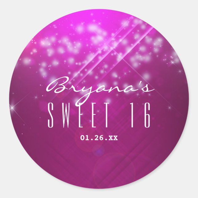 Pegatinas FIESTAS del Magenta Pink Sparkle Glam Cl (Anverso)