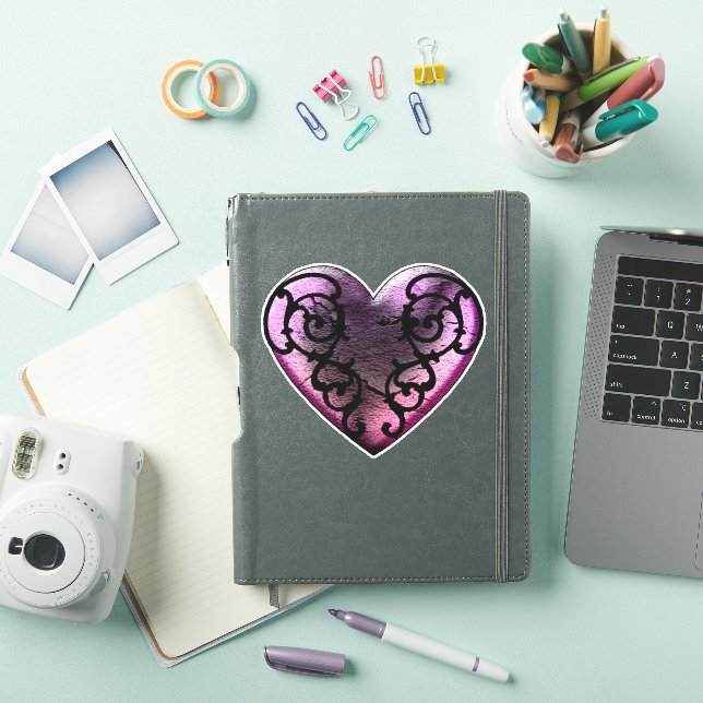 Pegatinas filigrés de Gótico de corazón rosado de  (Funda para iPad)