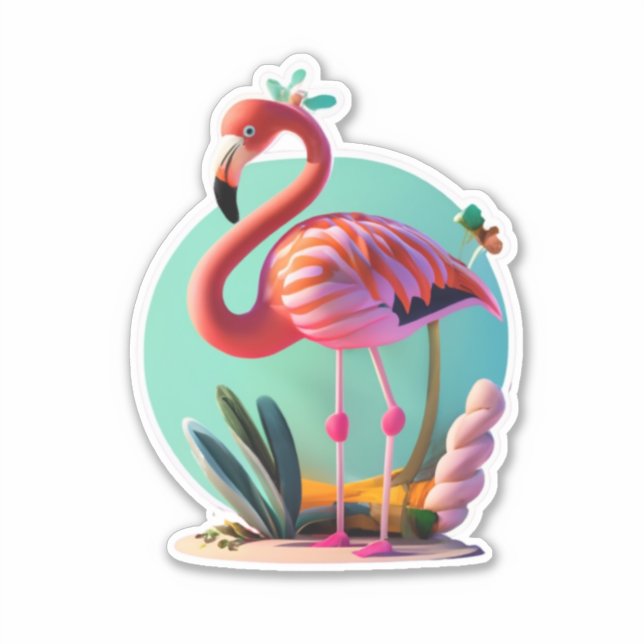 Pegatinas Flamingo para portátiles y teléfonos (Anverso)