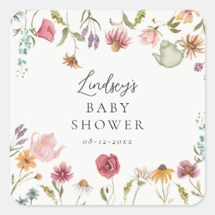 Pegatinas Floral Tea Baby Shower