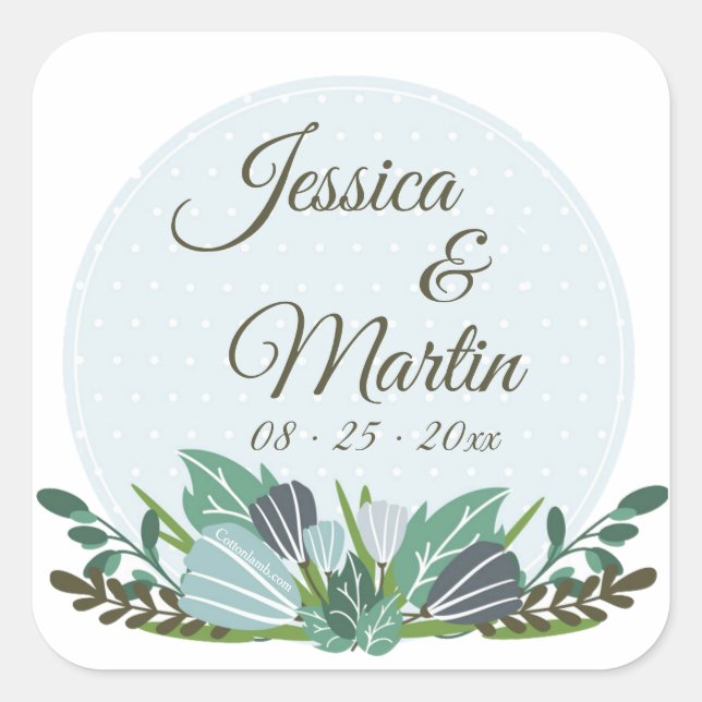 Pegatinas Florales Azules (Anverso)