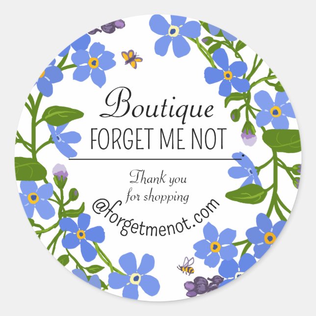 Pegatinas florales azules artesanales de  artesana (Anverso)