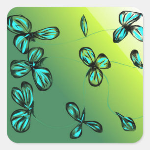 Pegatinas florales azules verdes