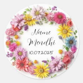 Pegatinas florales coloridos mendhi