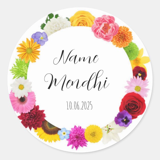 pegatinas florales coloridos mendhi (Anverso)