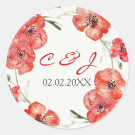 pegatinas florales de bodas de bonito Red Poppies