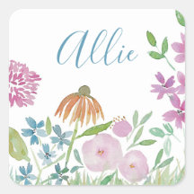 Pegatinas florales de nombre personalizado