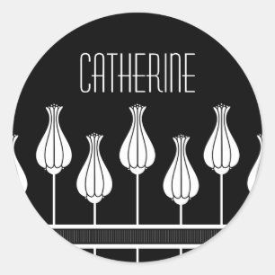 Pegatinas florales en blanco y negro