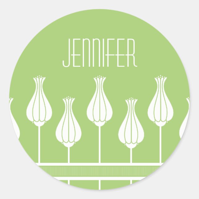 Pegatinas florales Lime Green Art Deco (Anverso)